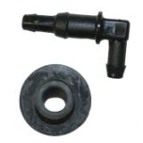 Fuel Tank Fitting w/Grommet, 90°, Plastic, 3/16" & 1/4"