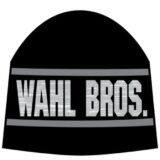 Marled Text Non-Cuff Beanie, Black/Grey Stripe