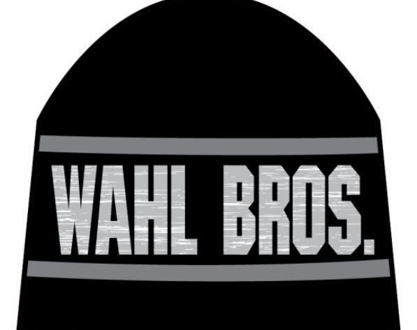 Marled Text Non-Cuff Beanie, Black/Grey Stripe